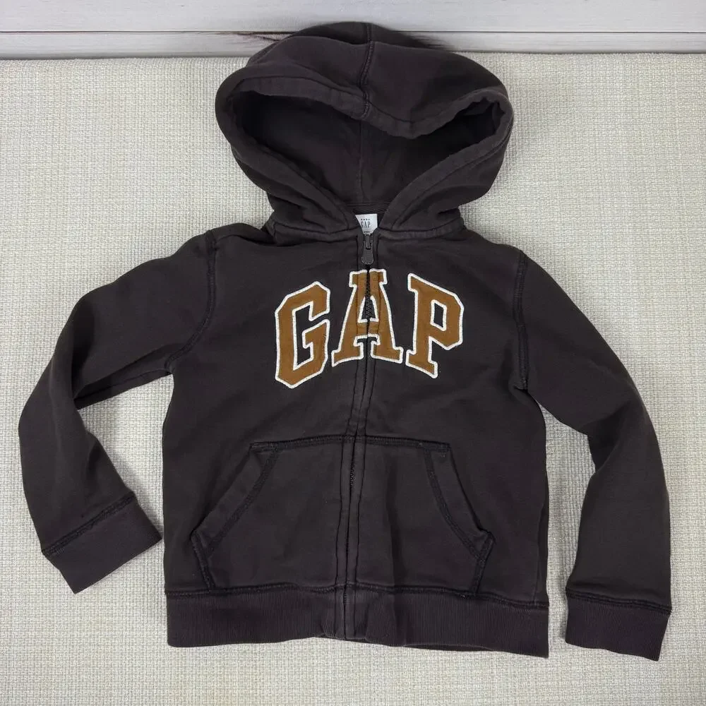 Baby Gap Logo Hoodie Zip Up‎ Brown Size 5 Years